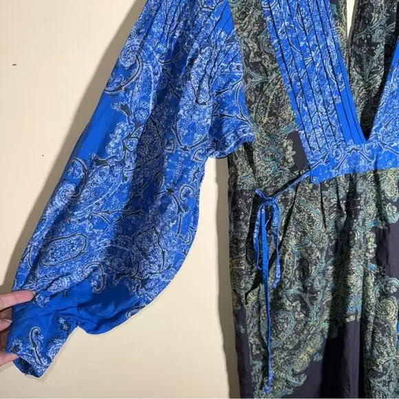 FREE PEOPLE ANTHRO Blooming Fields boho meets western style paisley jumpsuit XS - Picture 5 of 7